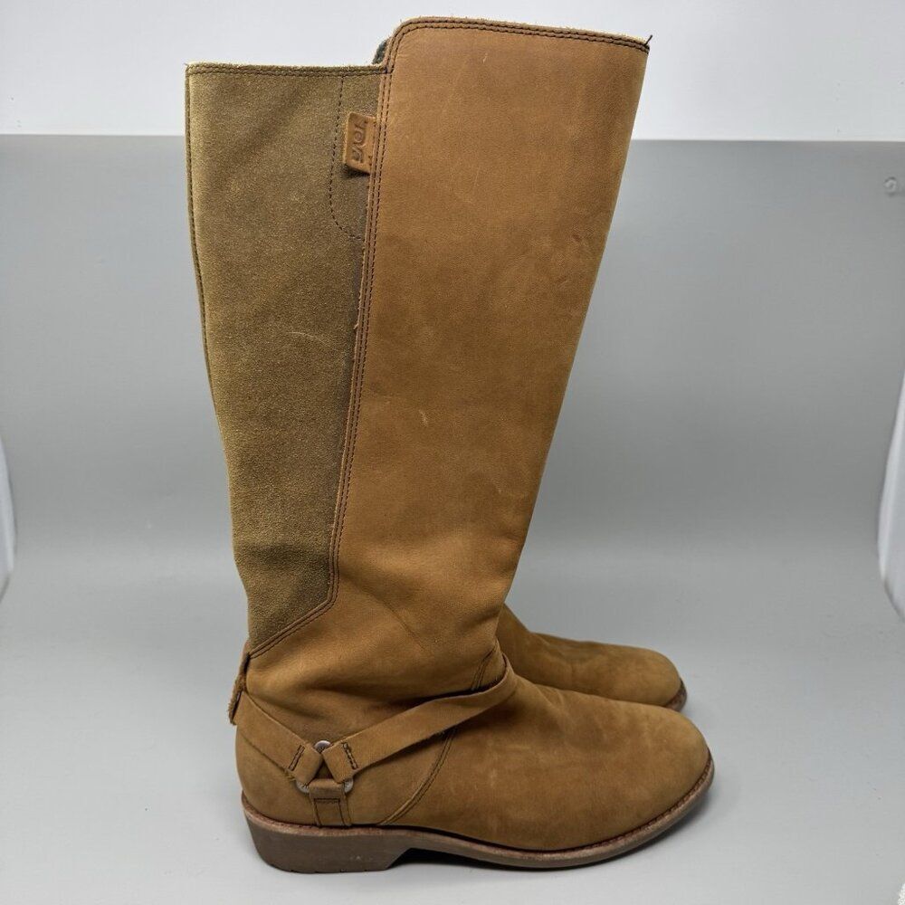 Teva De La Vina Women Size 8 Waterproof Leather Riding Tall Boot Brown 1017143